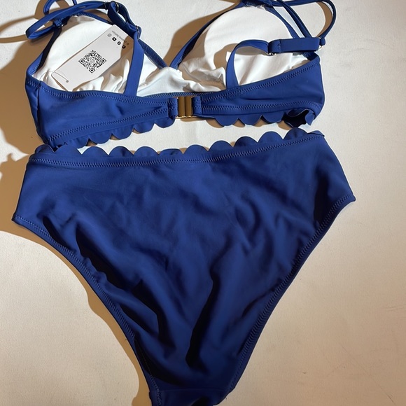 Charmo blue scalloped Swimsuit bikini two-piece Small NWT - Picture 3 of 8